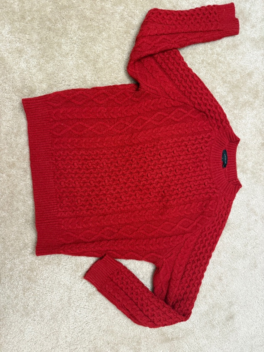 Ann Taylor Red Mixed Cable Knit Sweater Medium